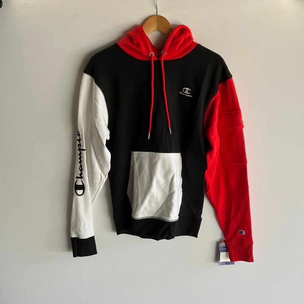 Champion Men's Tri-Color Hoodie - Red, Black, White